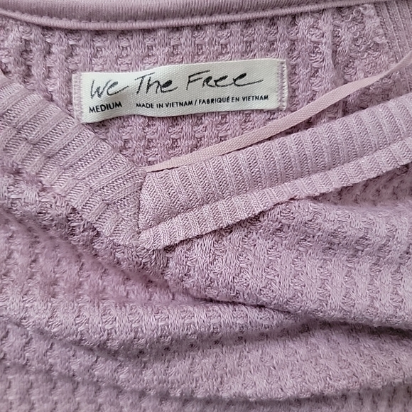 Free People Womens Mauve Santa Clara Thermal V-neck Top Sz M Oversized Casual - Picture 7 of 7
